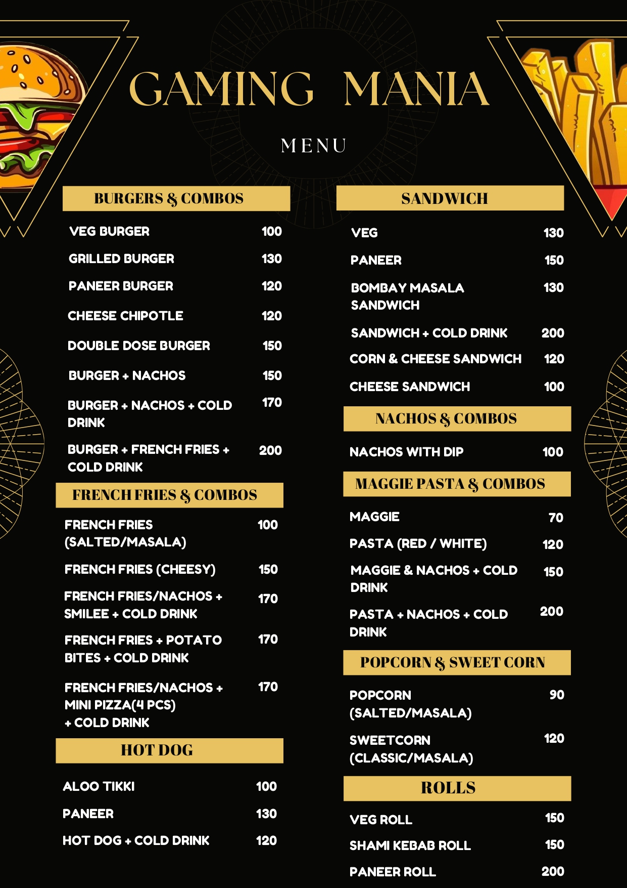 Price list for Birthday Party