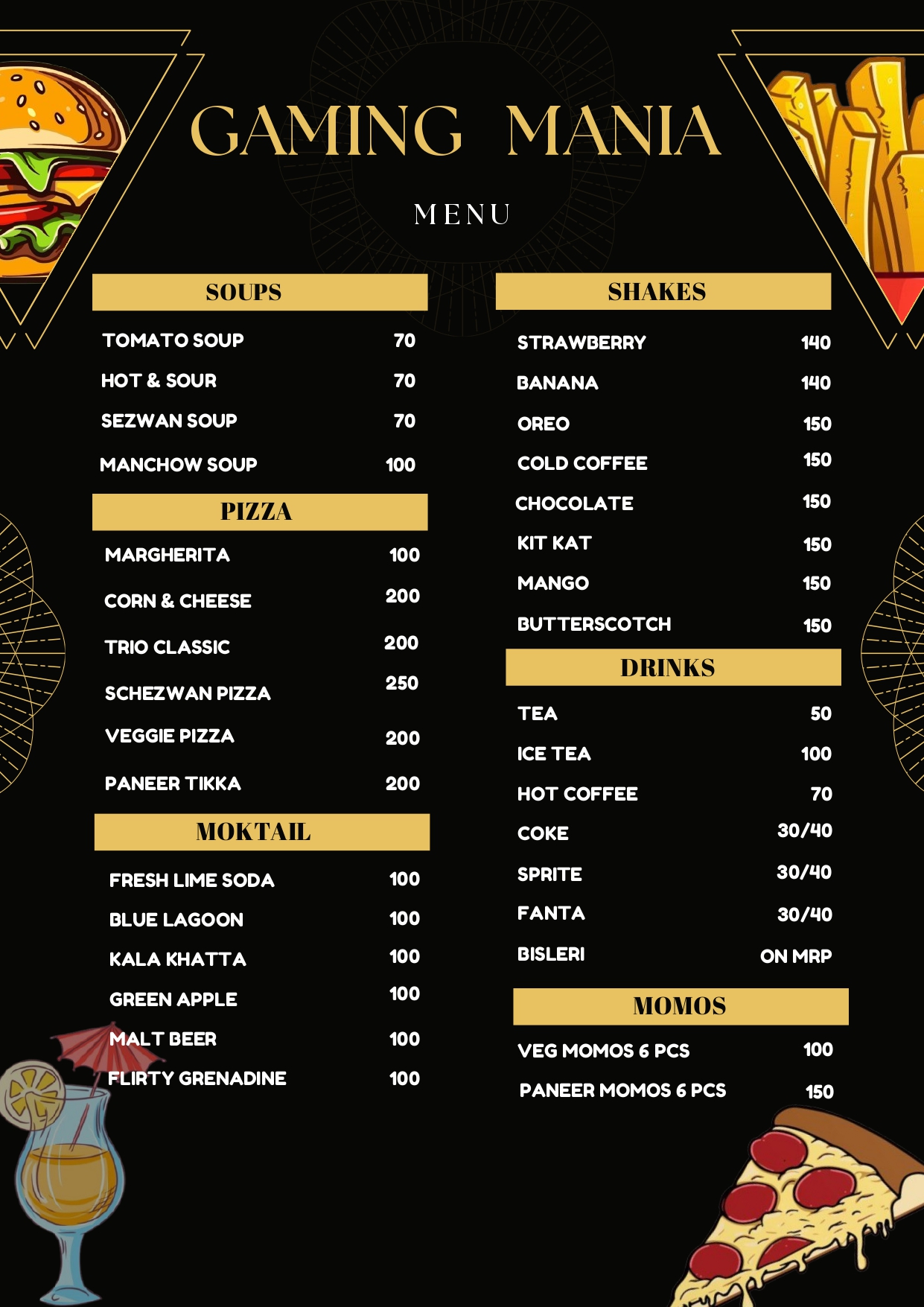 Price list for Birthday Party